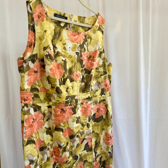 Anne Klein Women's Plus 22W Green/Peach Floral Dress - Picture 8 of 8